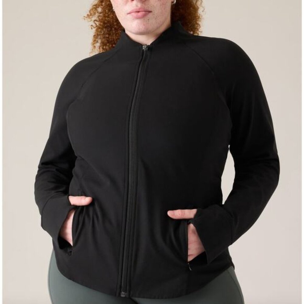 Athleta Black Salutation Ribbed Jacket Womens Siz… - image 3
